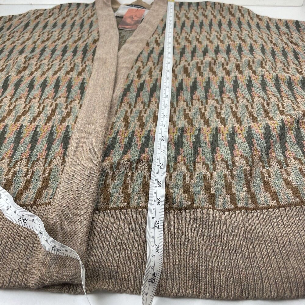 Peruvian Connection Taupe and Teal Patterned Open-Front Cardigan - Picture 11 of 13